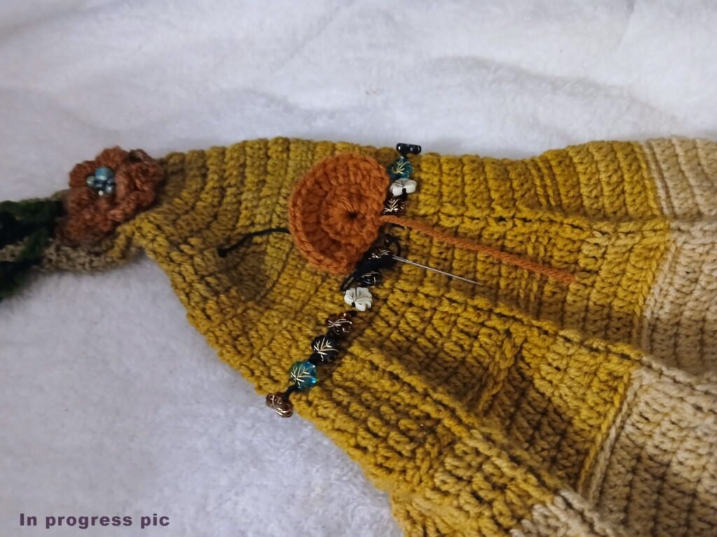 In progress pic for crochet elf hat by regina from Regina creates