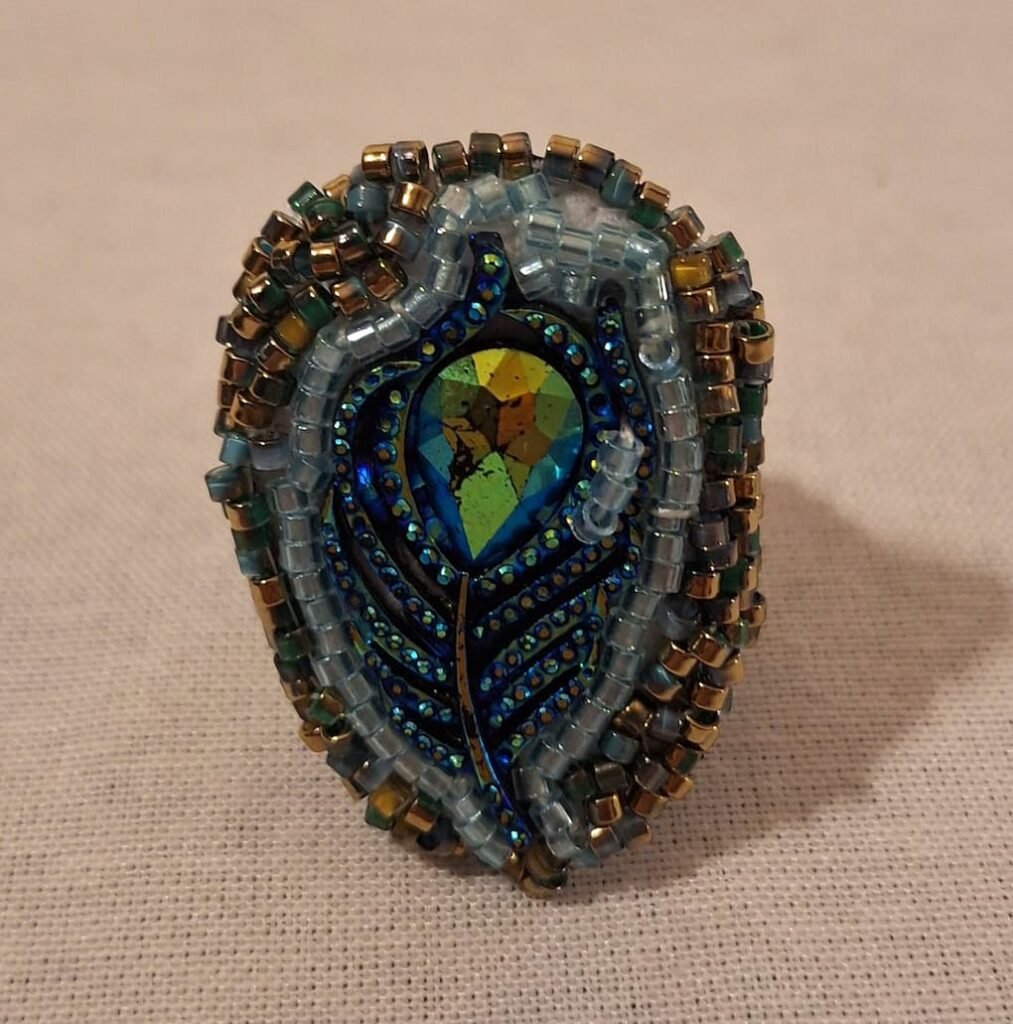 Fantasy Handmade Beaded Statement Ring by Artisan Regina L / ReginaCreates™